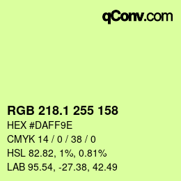 カラーコード: RGB 218.1 255 158 | qconv.com