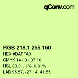 カラーコード: RGB 218.1 255 160 | qconv.com