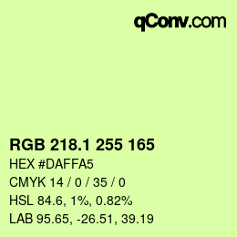 カラーコード: RGB 218.1 255 165 | qconv.com
