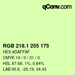 カラーコード: RGB 218.1 255 175 | qconv.com