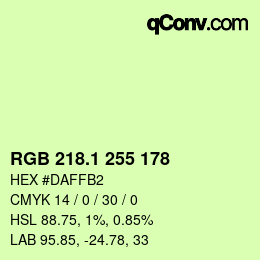 カラーコード: RGB 218.1 255 178 | qconv.com