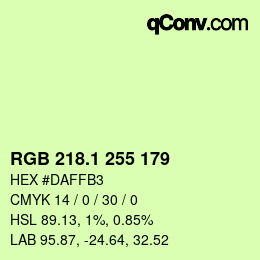 カラーコード: RGB 218.1 255 179 | qconv.com