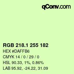 カラーコード: RGB 218.1 255 182 | qconv.com