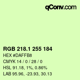 カラーコード: RGB 218.1 255 184 | qconv.com