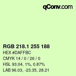 カラーコード: RGB 218.1 255 188 | qconv.com