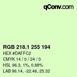 カラーコード: RGB 218.1 255 194 | qconv.com