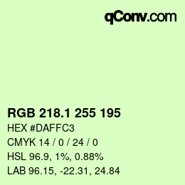 カラーコード: RGB 218.1 255 195 | qconv.com