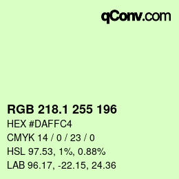 カラーコード: RGB 218.1 255 196 | qconv.com