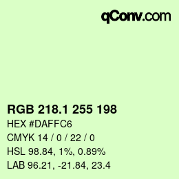 カラーコード: RGB 218.1 255 198 | qconv.com