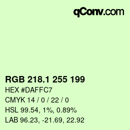 カラーコード: RGB 218.1 255 199 | qconv.com
