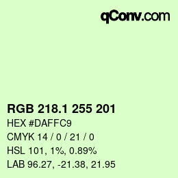 カラーコード: RGB 218.1 255 201 | qconv.com