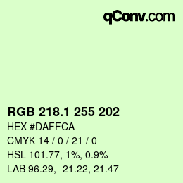 カラーコード: RGB 218.1 255 202 | qconv.com