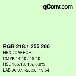 カラーコード: RGB 218.1 255 206 | qconv.com