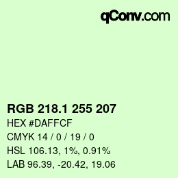 カラーコード: RGB 218.1 255 207 | qconv.com