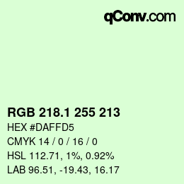 カラーコード: RGB 218.1 255 213 | qconv.com
