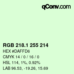 カラーコード: RGB 218.1 255 214 | qconv.com