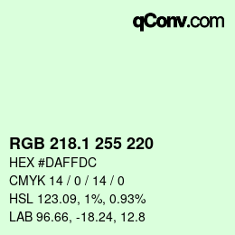 カラーコード: RGB 218.1 255 220 | qconv.com