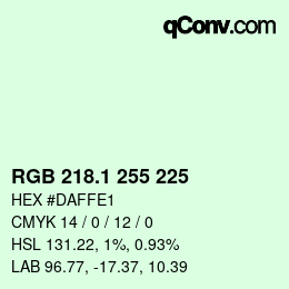 Color code: RGB 218.1 255 225 | qconv.com