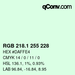 カラーコード: RGB 218.1 255 228 | qconv.com