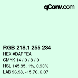 カラーコード: RGB 218.1 255 234 | qconv.com