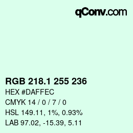 カラーコード: RGB 218.1 255 236 | qconv.com