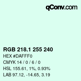 カラーコード: RGB 218.1 255 240 | qconv.com