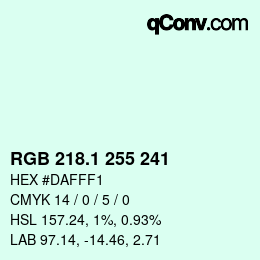 カラーコード: RGB 218.1 255 241 | qconv.com