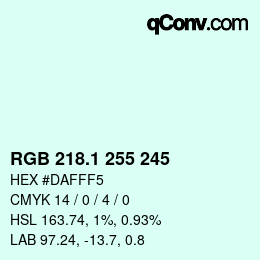 カラーコード: RGB 218.1 255 245 | qconv.com