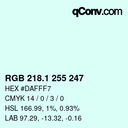 カラーコード: RGB 218.1 255 247 | qconv.com