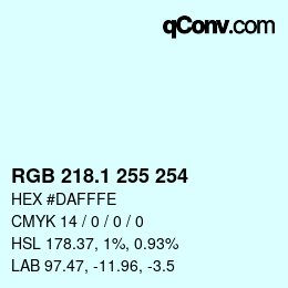 カラーコード: RGB 218.1 255 254 | qconv.com