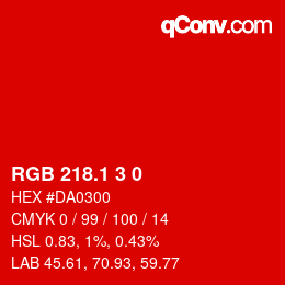 カラーコード: RGB 218.1 3 0 | qconv.com