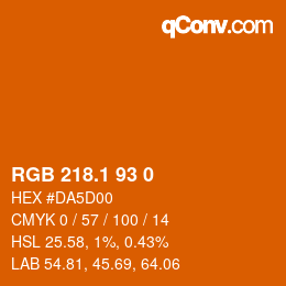 カラーコード: RGB 218.1 93 0 | qconv.com
