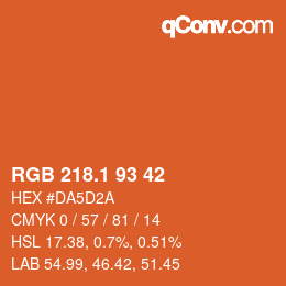 カラーコード: RGB 218.1 93 42 | qconv.com