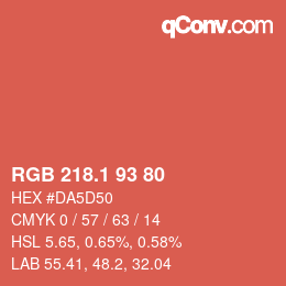 カラーコード: RGB 218.1 93 80 | qconv.com
