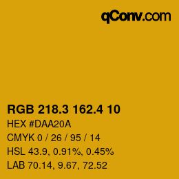 カラーコード: RGB 218.3 162.4 10 | qconv.com