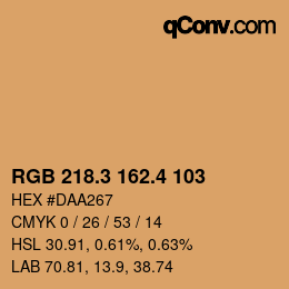 カラーコード: RGB 218.3 162.4 103 | qconv.com
