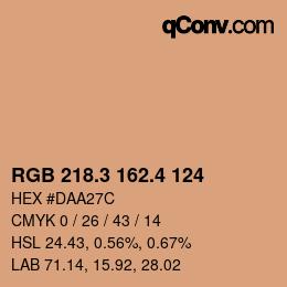 カラーコード: RGB 218.3 162.4 124 | qconv.com