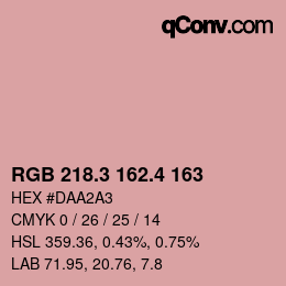 カラーコード: RGB 218.3 162.4 163 | qconv.com