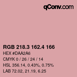 カラーコード: RGB 218.3 162.4 166 | qconv.com