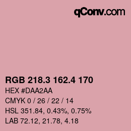 カラーコード: RGB 218.3 162.4 170 | qconv.com