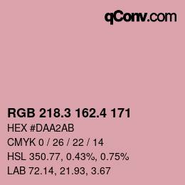 カラーコード: RGB 218.3 162.4 171 | qconv.com