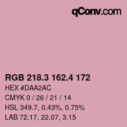カラーコード: RGB 218.3 162.4 172 | qconv.com
