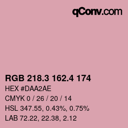 カラーコード: RGB 218.3 162.4 174 | qconv.com