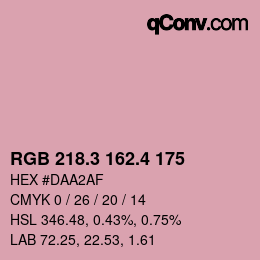 カラーコード: RGB 218.3 162.4 175 | qconv.com