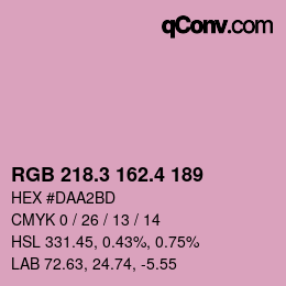 カラーコード: RGB 218.3 162.4 189 | qconv.com