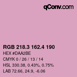 カラーコード: RGB 218.3 162.4 190 | qconv.com