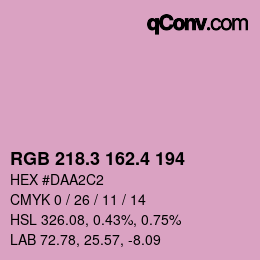 カラーコード: RGB 218.3 162.4 194 | qconv.com