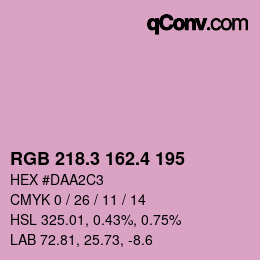 カラーコード: RGB 218.3 162.4 195 | qconv.com