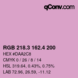 カラーコード: RGB 218.3 162.4 200 | qconv.com