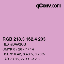 カラーコード: RGB 218.3 162.4 203 | qconv.com